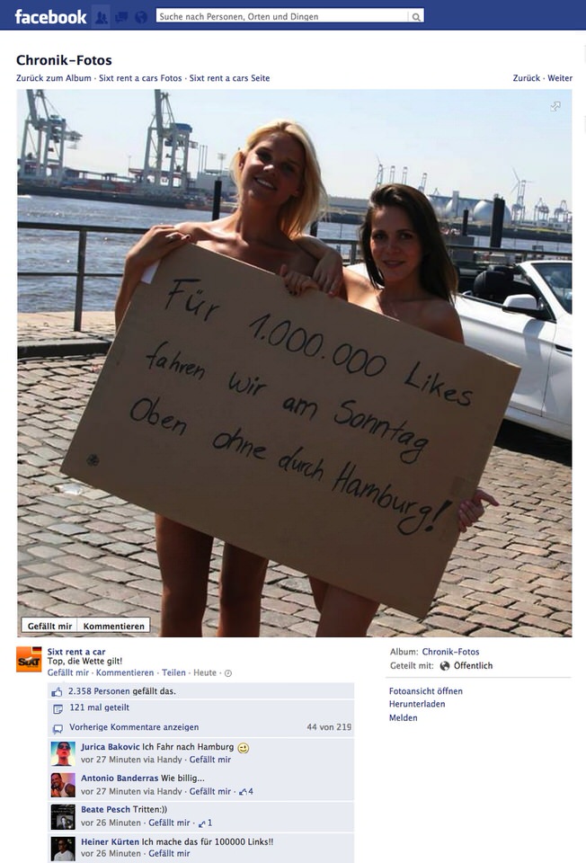 Sixt Facebook Aktion